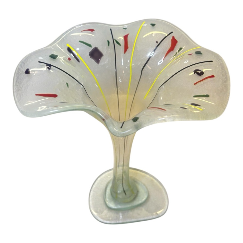 Artistic Glass Vase with Multicolor Accents